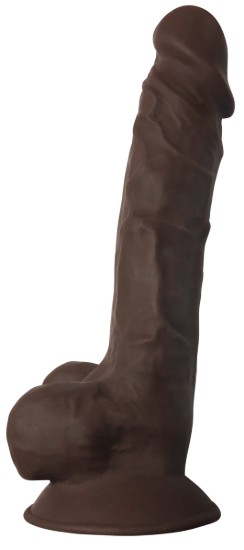 Picture of Silexpan Dark Hypoallergenic Silicone Dildo with Balls - 7 Inch