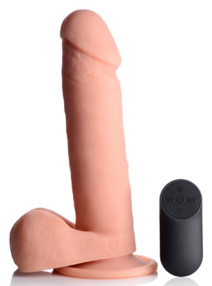 Picture of Big Shot Vibrating Remote Control Silicone Dildo with Balls - 8 Inch