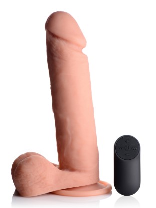 Picture of Big Shot Vibrating Remote Control Silicone Dildo with Balls - 9 Inch