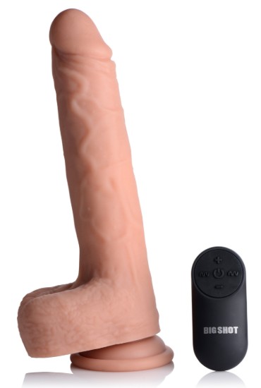 Picture of Vibrating & Thrusting Remote Control Silicone Dildo - 10 Inch