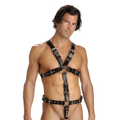 Picture of Strict Leather Body Harness with Cock Ring - X-Large