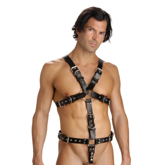 Picture of Strict Leather Body Harness with Cock Ring - X-Large