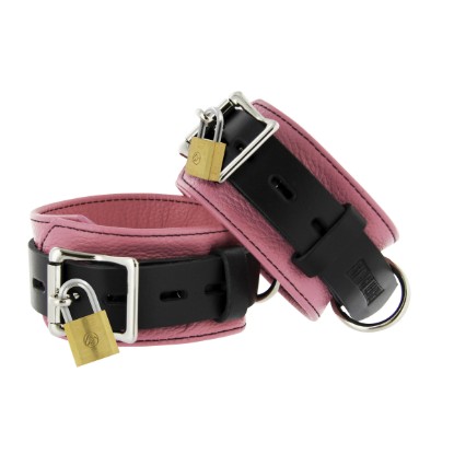 Picture of Strict Leather Pink and Black Deluxe Locking Ankle Cuffs