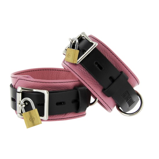 Picture of Strict Leather Pink and Black Deluxe Locking Ankle Cuffs