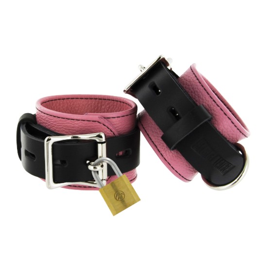 Picture of Strict Leather Pink and Black Deluxe Locking Wrist Cuffs