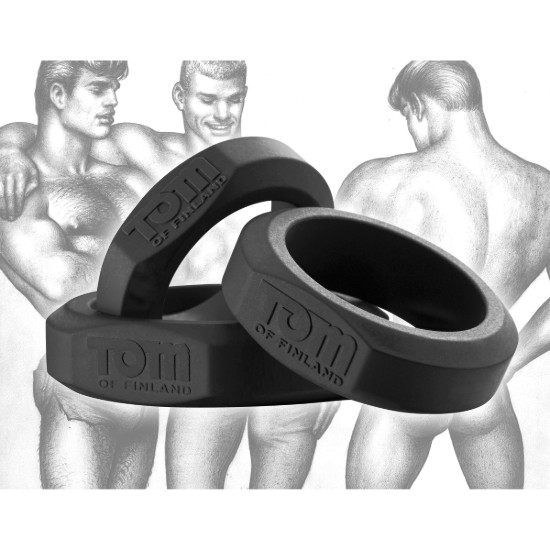 Picture of Tom of Finland 3 Piece Silicone Cock Ring Set - Black