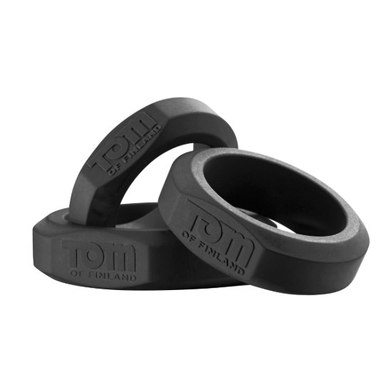 Picture of Tom of Finland 3 Piece Silicone Cock Ring Set - Black