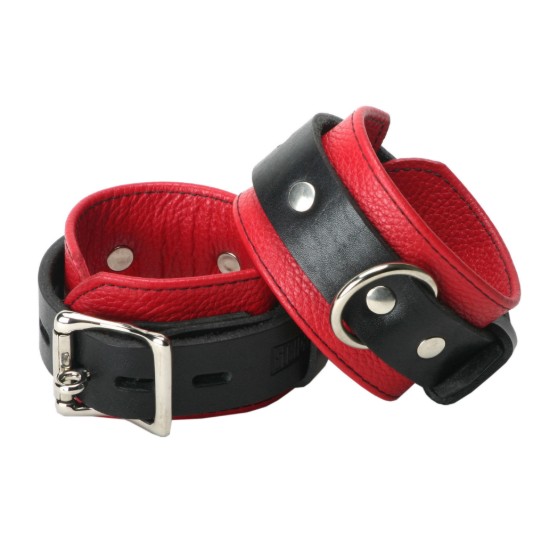 Picture of Strict Leather Deluxe Black and Red Locking Ankle Cuffs