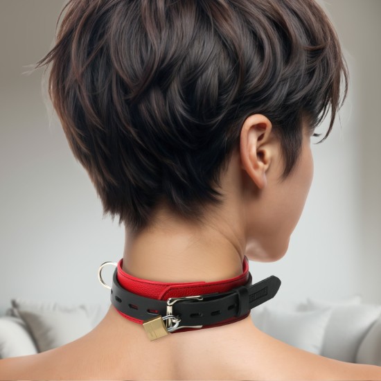 Picture of Strict Leather Deluxe Red and Black Locking Collar